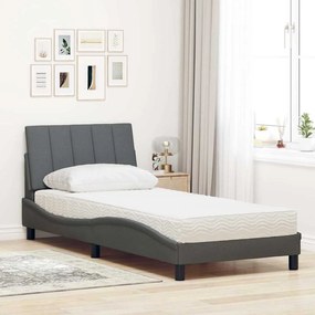 Cama com colchão 80x200 cm tecido cinzento-escuro