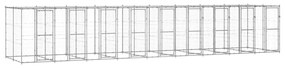 vidaXL Canil de exterior com telhado 21,78 m² aço galvanizado