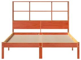 Cama c/ estante sem colchão 120x200cm pinho maciço castanho-mel