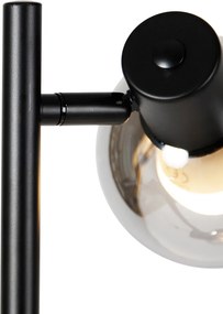 Candeeiro de pé inteligente preto com vidro fumê incl. 3 Wifi P45 - Vidro