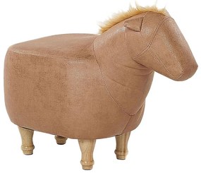 Tamborete animal em pele sintética cor de areia HORSE Beliani
