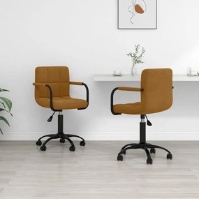 vidaXL Cadeiras de jantar giratórias 2 pcs veludo castanho