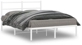 vidaXL Estrutura de cama com cabeceira 135x190 cm metal branco