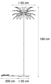 Candeeiro de pé Art Deco bege com penas brancas - Peahen Art Deco