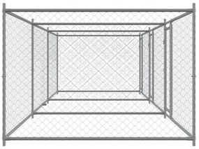 Jaula para cão com portas 6x2x1,5 m aço galvanizado cinzento