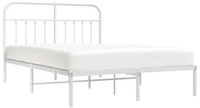 Estrutura de cama com cabeceira 140x190 cm metal branco