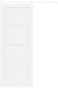 Porta Deslizante com Kit de Componentes Branca 78x202 cm Madeira Sólid