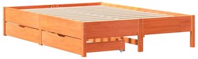 Cama sem colchão 140x200 cm madeira pinho maciça castanho-mel
