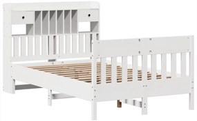 Cama sem colchão 135x190 cm madeira de pinho maciça branco
