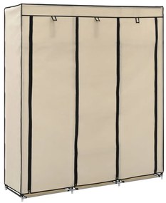 282455 vidaXL Roupeiro c/ compartimentos e varões 150x45x175 cm tecido creme