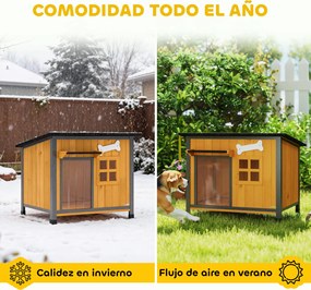 Casota para Cão de Exterior, 84,5 x 62 x 65 cm, Piso Amovível Amarelo