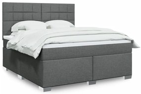 vidaXL Cama com molas/colchão 180x200 cm tecido cinzento-escuro