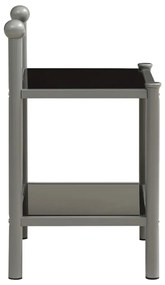 Mesa de cabeceira 45x34,5x60,5cm metal e vidro cinzento e preto