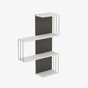 Estante de Parede Cambel – Branco e Antracite – 64x96x19 cm