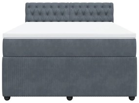 Cama com molas/colchão 160x200 cm veludo cinzento-escuro