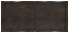 Tampo de mesa com bordas vivas maciço tratado castanho-escuro