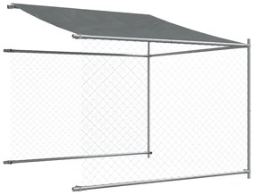 Jaula para cão com telhado/porta 8x2x2 m aço galvanizado cinza