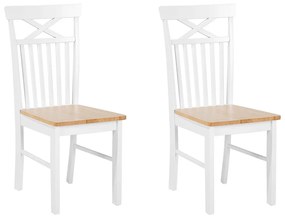Conjunto de 2 cadeiras de jantar em madeira branca e castanha clara HOUSTON Beliani