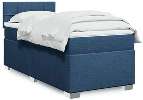 vidaXL Cama com molas/colchão 90x190 cm tecido azul
