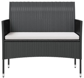 8 pcs conjunto lounge de jardim c/ almofadões vime PE preto