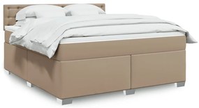 vidaXL Cama com molas/colchão 180x200 cm couro artificial cappuccino
