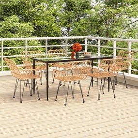 vidaXL 7 pcs conjunto de jantar para jardim vime PE