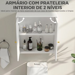 Armário de Casa de Banho de Parede Móvel de Casa de Banho Suspenso com Prateleiras 2 Portas com Desenho em Arco 60x20x60 cm Branco
