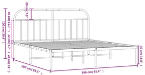 Estrutura de cama com cabeceira 160x200 cm metal branco