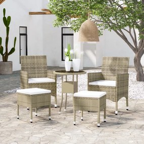 vidaXL 5 pcs conjunto lounge de jardim vime PE bege