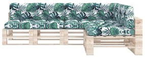 Almofadões para sofás de paletes 7 pcs padrão de folhas