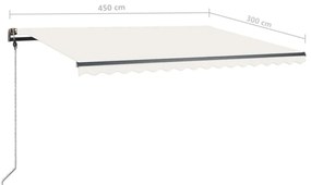Toldo retrátil manual independente 450x300 cm cor creme