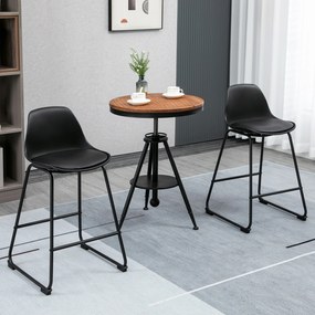 HOMCOM Conjunto de 2 Bancos Altos de Cozinha Estofados em PU Bancos de Bar com Base Antiderrapante e Apoio para os Pés Estilo Moderno Carga Máxima 120kg 43x43x97,5cm Preto