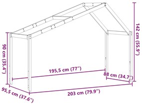 Telhado de cama infantil 203x95,5x142 cm pinho maciço branco