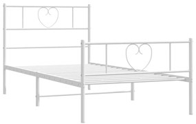 Estrutura de cama com cabeceira e pés 75x190 cm metal branco