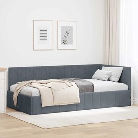 vidaXL Estrutura de Cama de Canto Cinza Escuro 90 cm x 190 cm Veludo