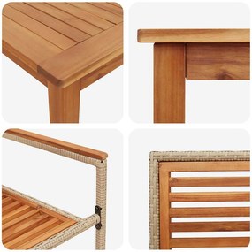 Conjunto de Jantar de Jardim 9 pcs Bege 180 x 90 x 75 cm