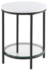 Mesa de apoio com 2 prateleiras, topo com aparência mármore | VASAGLE | 45 x 45 x 55 cm | preto | LET285B13.