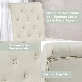 Conjunto de 2 cadeiras de jantar com encosto e assento largo com pernas de madeira e pés ajustáveis 43,5 x 61 x 100 cm bege