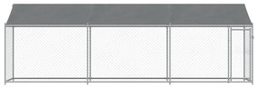 Jaula para cão com telhado/porta 6x2x2 m aço galvanizado cinza