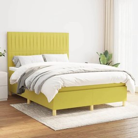 vidaXL Cama com molas/colchão 140x200 cm tecido verde