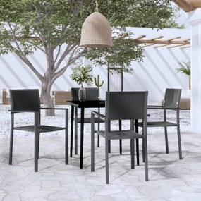 vidaXL 5 pcs Conjunto de jantar para jardim preto