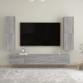 Móveis p/ TV de parede 2 pcs 30,5x30x110 cm cinzento sonoma