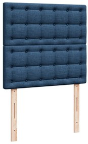 Cama com molas/colchão 90x190 cm tecido azul