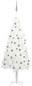 Árvore Natal artificial pré-iluminada c/ bolas 180 cm branco