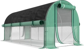 Outsunny Estufa Tipo Túnel 447x200x198 cm Estufa de Exterior com Paredes Laterais Cobertura Extra 8 Janelas de Malha e 2 Portas Verde | Aosom Portugal