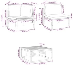 Conjunto de Sofá de Jardim 11 pcs Cinzento-escuro Aço