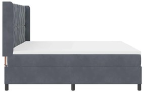 Cama Box Spring com Colchão &amp; LED Cinza Escuro 200x200 cm Veludo