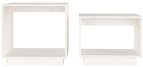 Mesas de centro de encastrar 2 pcs pinho maciço branco