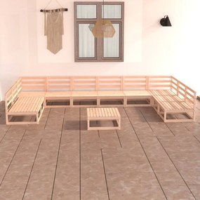 vidaXL 11 pcs conjunto lounge de jardim pinho maciço