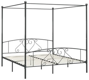 Estrutura de cama com dossel 180x200 cm metal cinzento